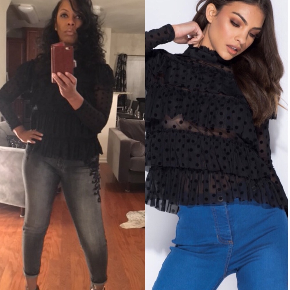 New black frill layered top.